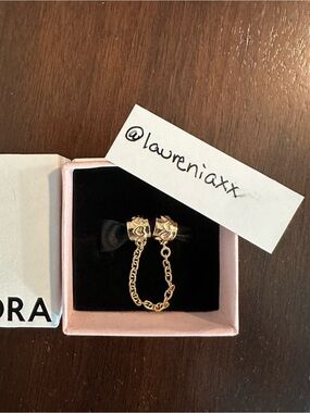 BRAND NEW Pandora 14K Solid Gold Hearts Safety Chain